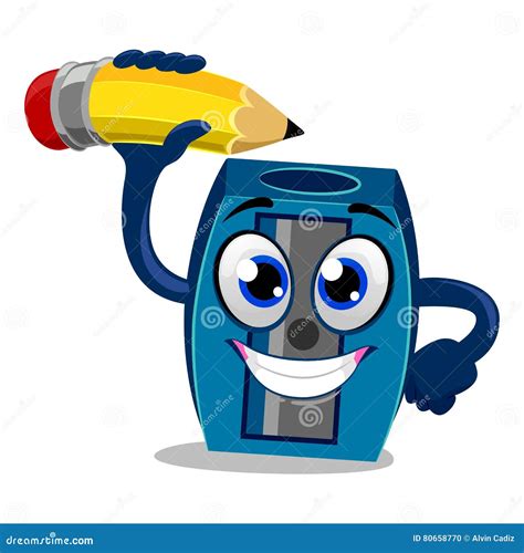 Sharpener Mascot Sharpening Pencil Stock Vector - Illustration of smiling, cartoon: 80658770