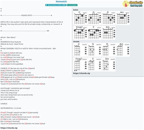 Chord: Homesick - tab, song lyric, sheet, guitar, ukulele | chords.vip