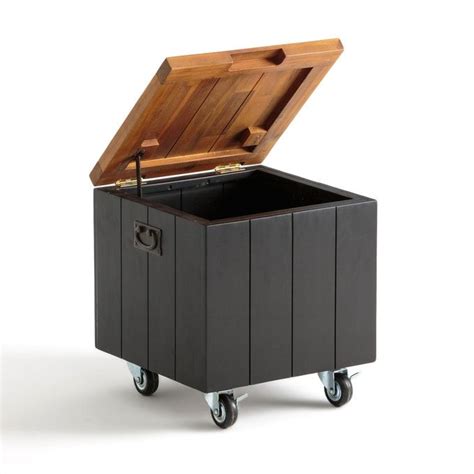 CHESNUT Acacia Outdoor Storage Box on Wheels with Lid | Outdoor storage ...