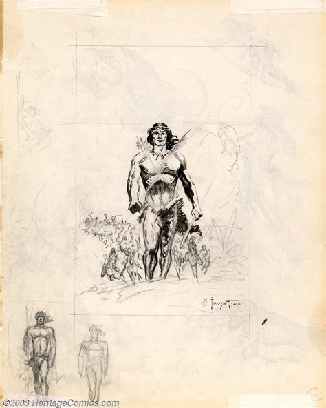 Frank Frazetta - Original Sketches, Tarzan and Dinosaurs (undated). | Lot #1428 | Heritage Auctions