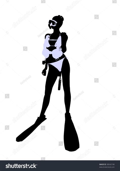 Female Scuba Diver Art Illustration Silhouette Stock Illustration 38542198 - Shutterstock