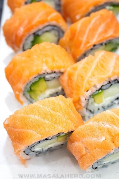 Philadelphia Roll Sushi Recipe (+VIDEO) | MasalaHerb.com