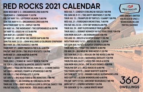 Red Rocks Concert Schedule 2021 (Infographic) & Our Best Tips