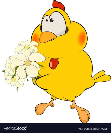 Chicken and flowers cartoon Royalty Free Vector Image