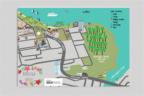 Walkabout Map for Burleigh Heads, QLD Australia on Behance