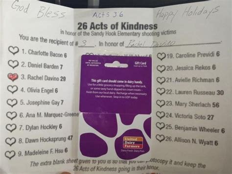 26 Randon Acts of Kindness Victims names listed. What a great way to ...