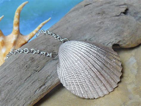 Silver Seashell Necklace_natural Pearl Pendant_electroformed - Etsy