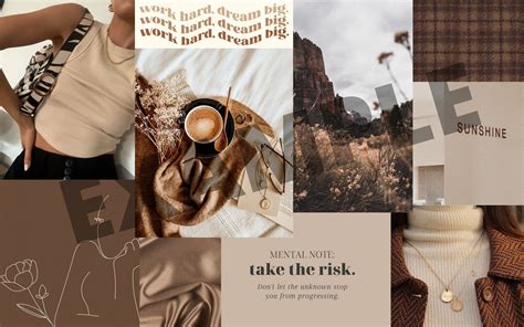 Brown Aesthetic Collage Desktop Wallpaper, MacBook Wallpaper, Nude ...