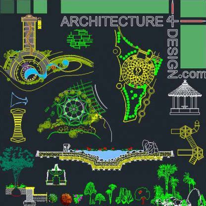 Landscape design Collection- designs, symbols and details for landscaping (AutoCad DWG file ...