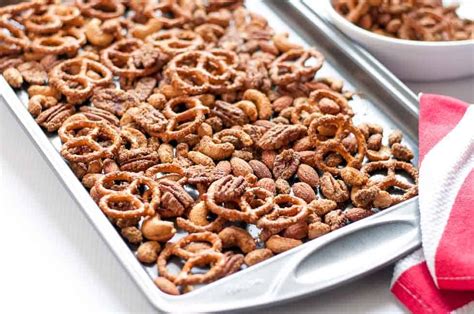 Sweet and Spicy Pretzel and Nut Snack Mix - Flavour and Savour