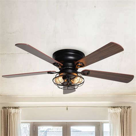 48 Inch Vintage Ceiling Fan with Lights and Remote Control 5 Blades Reversible Chandelier ...