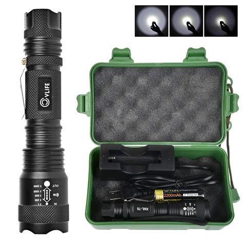Outdoor Recreation Silverzone Led Bright Tactical Flashlight Rechargeable Flashlights Case 5000 ...