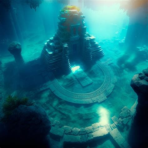 Premium Photo | Underwater lost city atlantis and its ruins