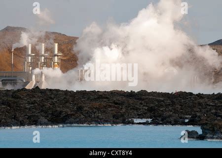 geothermal power plant at Blue Lagoon leisure Park Iceland Stock Photo ...