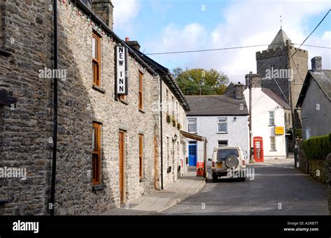 Street view of the Welsh speaking village of Llanddewi Brefi Ceredigion ...