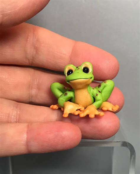 Frog Tiny Polymer Clay Amphibian Figurine Sculpted Clay | Etsy