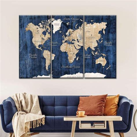 World Map On Wooden Wall Multi Panel Canvas Wall Art | Wall canvas, World map wall art, Map wall art