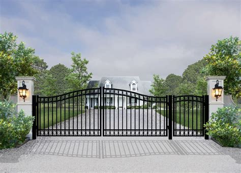 Dual Swing Driveway Gate with Pedestrian – Dublin Style 16 ft - DMV Gates & Security