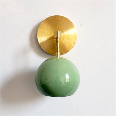Loa Sconce with Vista Green Shade - Brass | Bathroom recessed lighting, Sconces, Modern wall sconces