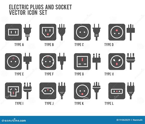 Electric Outlet Illustration. Different Type Power Socket Set, Vector Isolated Icon Illustration ...