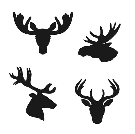 Premium Vector | Elk moose deer silhouettes animals hunting icons