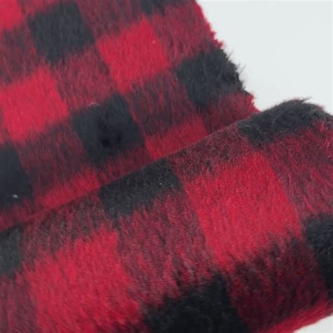 Buffalo Plaid Long-haired Wool Coating - Red / Black – Prime Fabrics