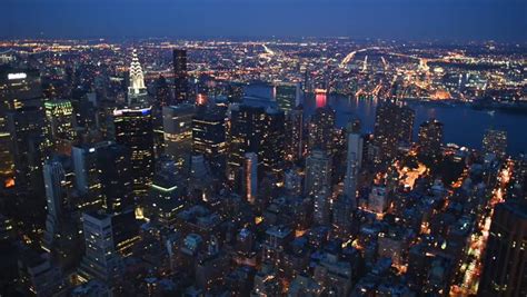 New York City, Night Aerial Stock Footage Video (100% Royalty-free ...