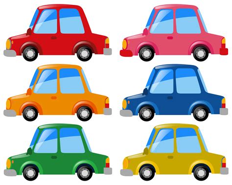 Cars in six different colors 369032 Vector Art at Vecteezy