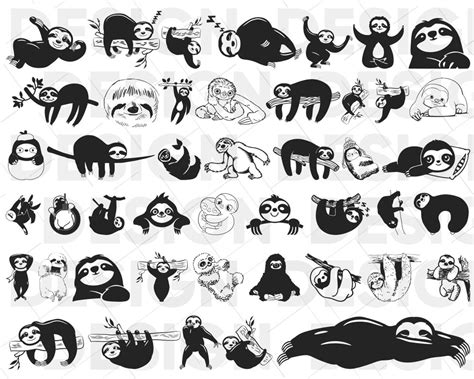 40 SLOTH SVG BUNDLE Sloth Silhouette Svg Sloth Black Svg - Etsy