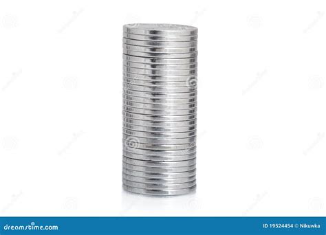 Silver Coin Stack Isolated on White Stock Photo - Image of diagram, white: 19524454