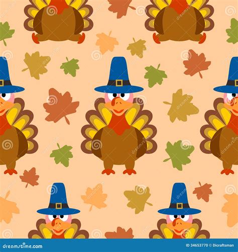 Thanksgiving Seamless Background With Turkey Stock Photo - Image: 34653770