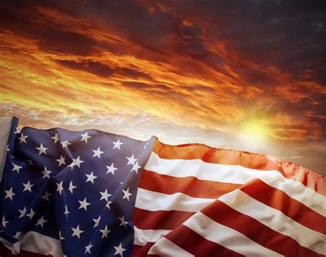 American Flag In Front Of Bright Sky Wall Mural - Murals Your Way