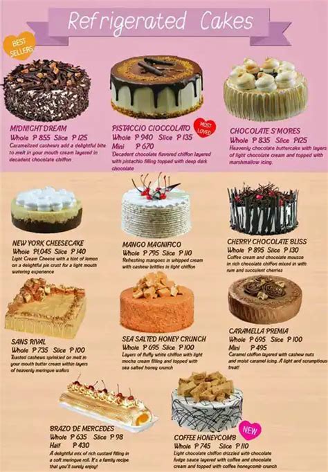 Cara Mia Cakes & Gelato Menu - Zomato Philippines