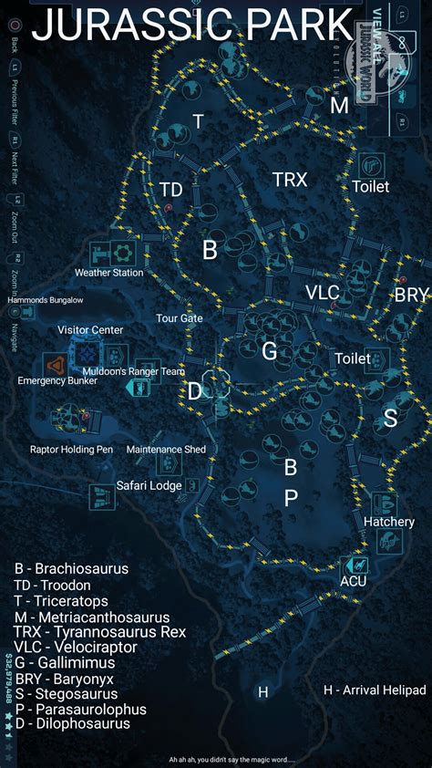 Jurassic World Theme Park Map