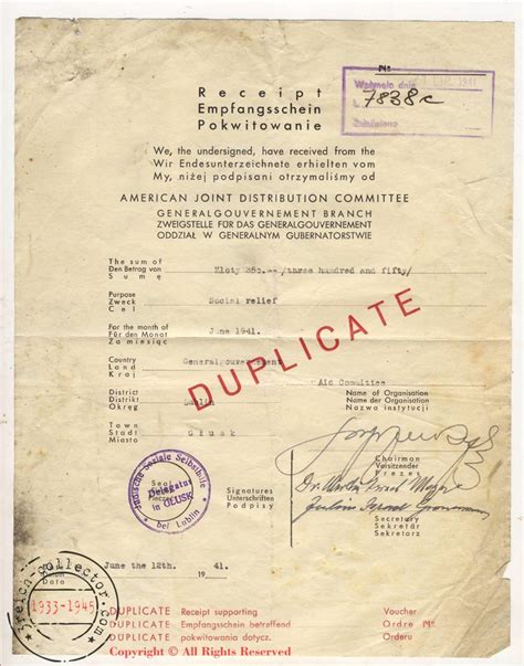 WW2 Concentration camp KL original items - Holocaust - Document support ...