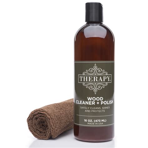 Therapy Wood Cleaner and Polish Kit with Large Microfiber Cloth, 16 fl ...