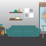 Sofa Living Room Interior Design Shelves Home Decor Bright Furniture Stock Vector Image by ©soul ...