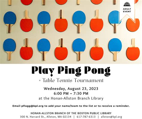 Play Ping Pong + Table Tennis Tournament [08/23/23]