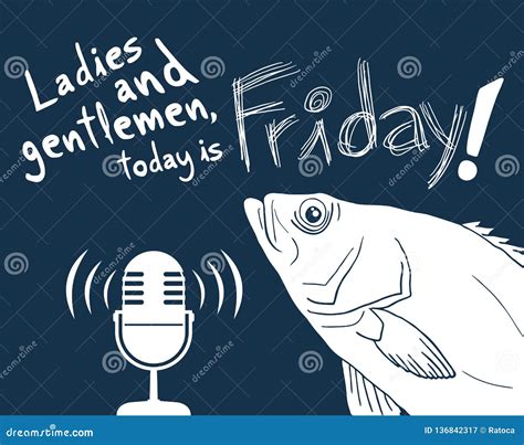 Fish and Funny Friday Message Design Stock Vector - Illustration of white, animal: 136842317