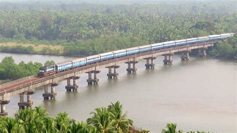 Beautiful : Longest Bridge of Konkan Railway : TVC - NZM Superfast Goes Over Sharavathi River ...