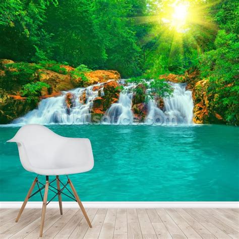 Rock Pool & Waterfall Wallpaper | Wallsauce US