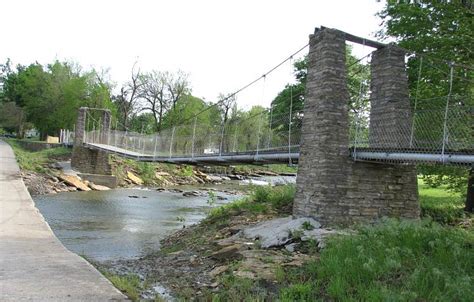 Moline Swinging Bridge and Waterfall - Moline, Kansas