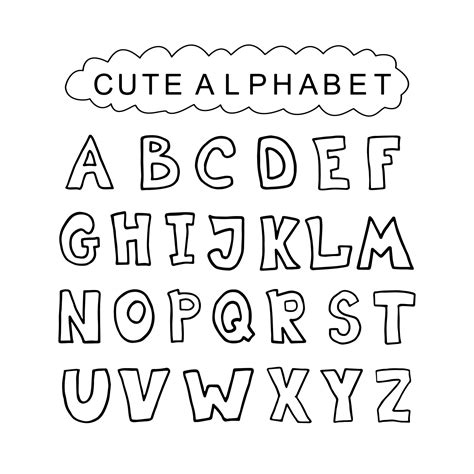 Doodle Hand Drawn Style Outline Colorful Letters Of English Alphabet, Cute Funny Decorative Font ...