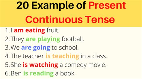 20 Examples of Present Continuous Tense Sentences