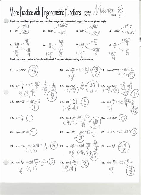 Practice Worksheet Graphs Of Trig Functions Answers – Function Worksheets