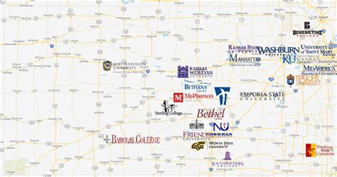 Colleges in Kansas Map | Kansas map, Map, Kansas