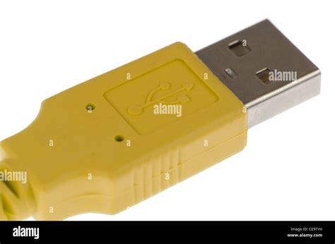 Yellow Computer USB 2.0 cable on an Isolated Background Stock Photo - Alamy