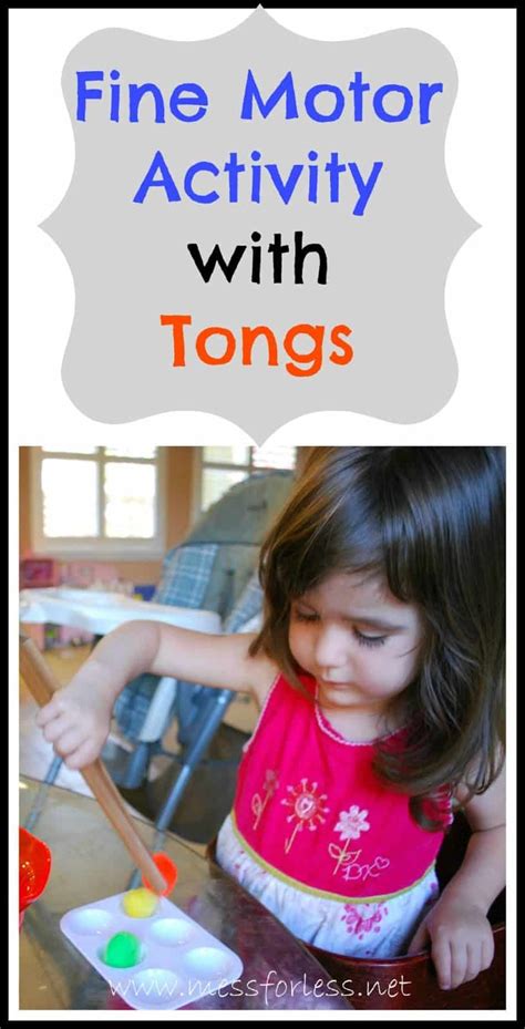 Fine Motor Skills Activity with Tongs - Mess for Less