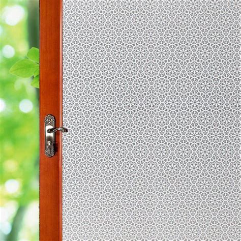 Amazon.com: Privacy Window Sticker, No Adhesive Stained Glass Window Decoration, White Flower 17 ...