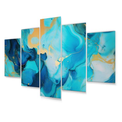 Mercer41 Turquoise Luxury Abstract Fluid Art III - Fractals Metal Wall ...